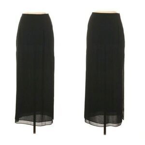 Vintage 80's JS Collections Formal Double‎ Slitted Layered Maxi Skirt Black Sz 8